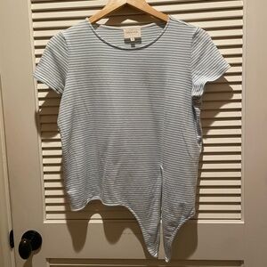 Sezane nautical front tie shirt in blue and white stripes sz XS